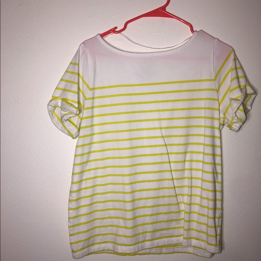 lime green n white striped top.